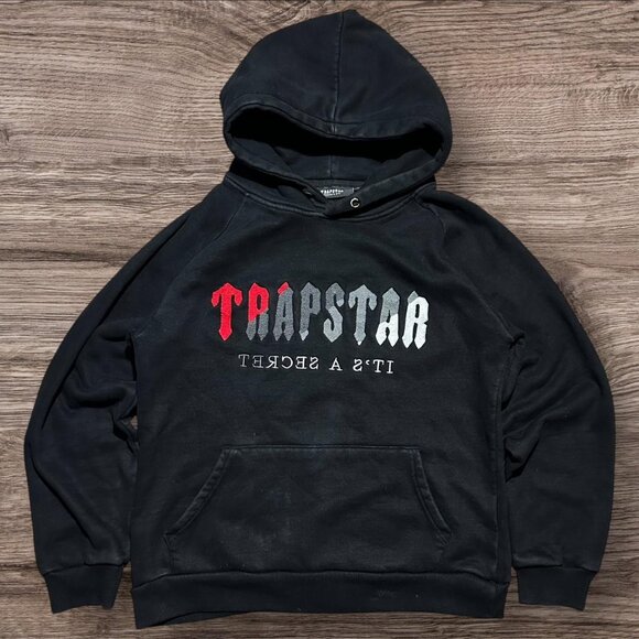 Trapstar Black Hoodie Red White Logo – Size M - Picture 1 of 8